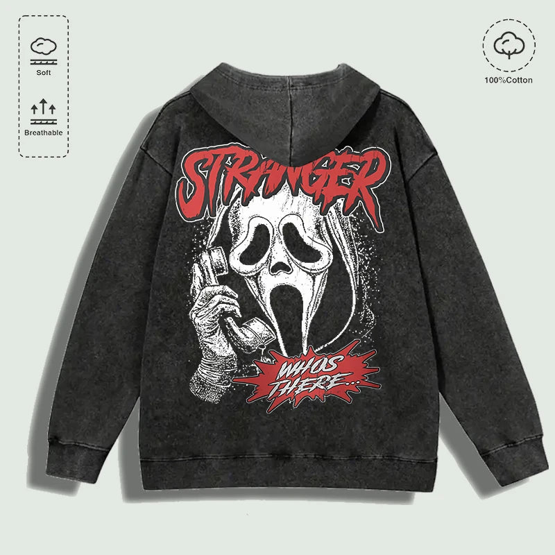 100% Cotton Washed Scream Graphic Hoodie, Multi - Colors