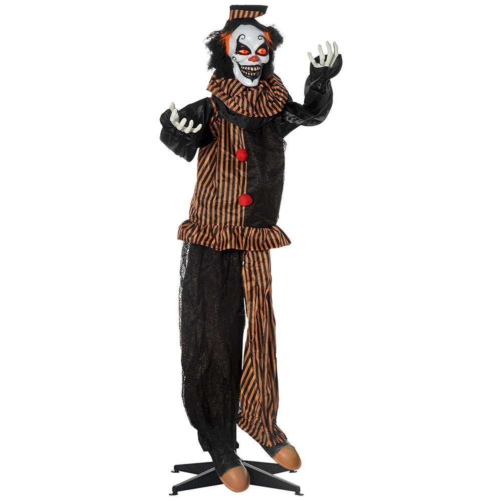 67inch Life Size Outdoor Halloween Decorations Talking Circus Clown, Animatronic Animated Prop, Decor With Sound And Motion Activated Light Up Eyes, Laughter