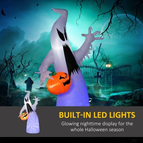 HOMCOM 5.9 Halloween Inflatable Outdoor Decoration Ghost With Pumpkin, Blow Up LED Yard Decor For Garden, Lawn, Party, Holiday, Waterproof