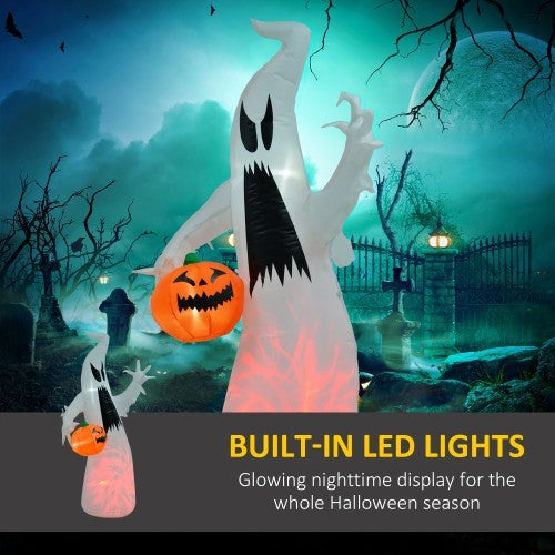 HOMCOM 5.9 Halloween Inflatable Outdoor Decoration Ghost With Pumpkin, Blow Up LED Yard Decor For Garden, Lawn, Party, Holiday, Waterproof