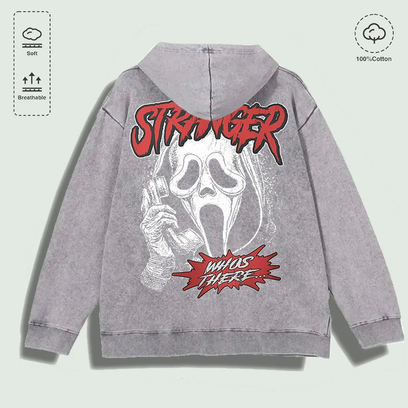 100% Cotton Washed Scream Graphic Hoodie, Multi - Colors