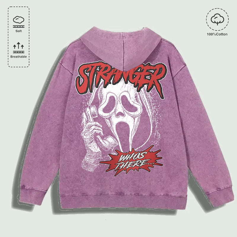 100% Cotton Washed Scream Graphic Hoodie, Multi - Colors