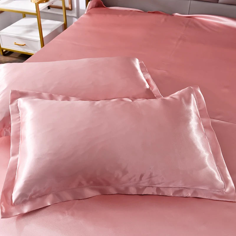 1PC/ 2pcs Pure Satin Silky Soft Pillowcase Cover Bedding pillow Cover Rectangle Pillow Cases Bed Linings Multicolor