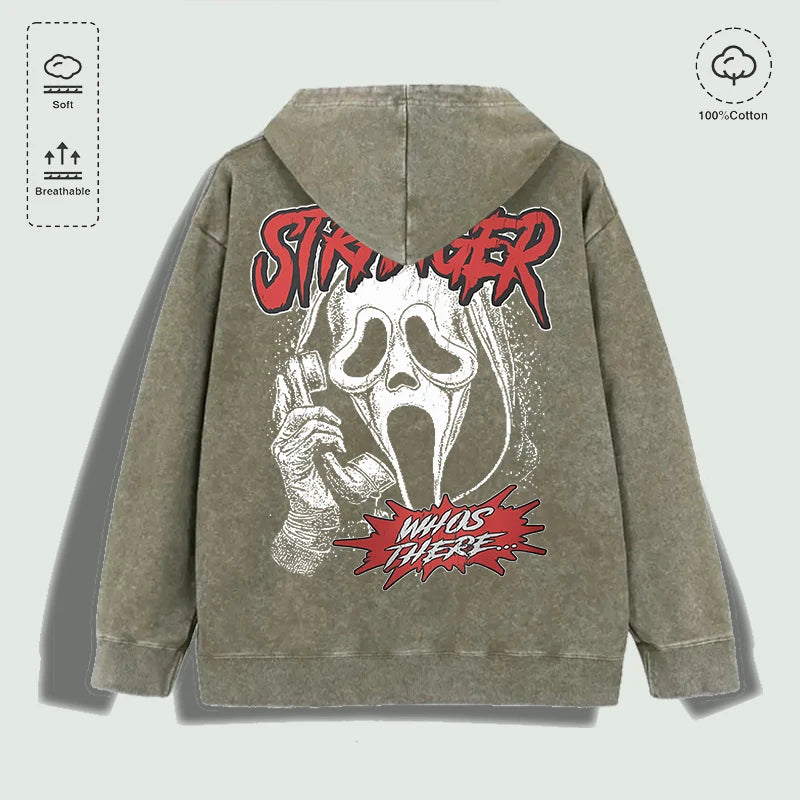 100% Cotton Washed Scream Graphic Hoodie, Multi - Colors
