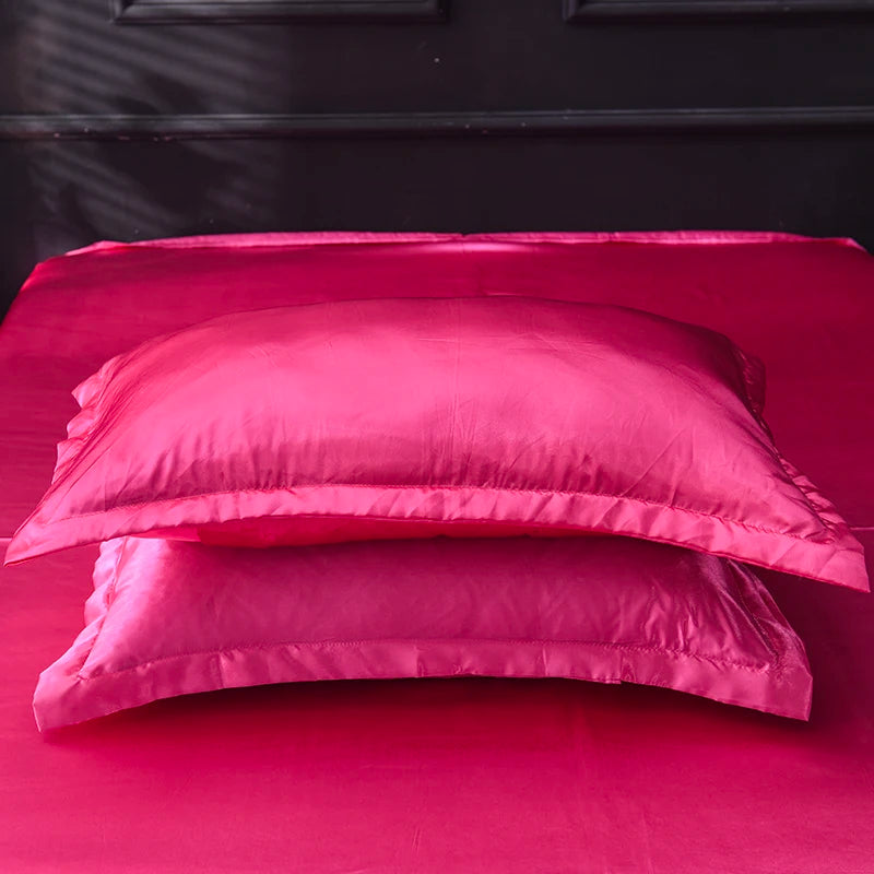 1PC/ 2pcs Pure Satin Silky Soft Pillowcase Cover Bedding pillow Cover Rectangle Pillow Cases Bed Linings Multicolor