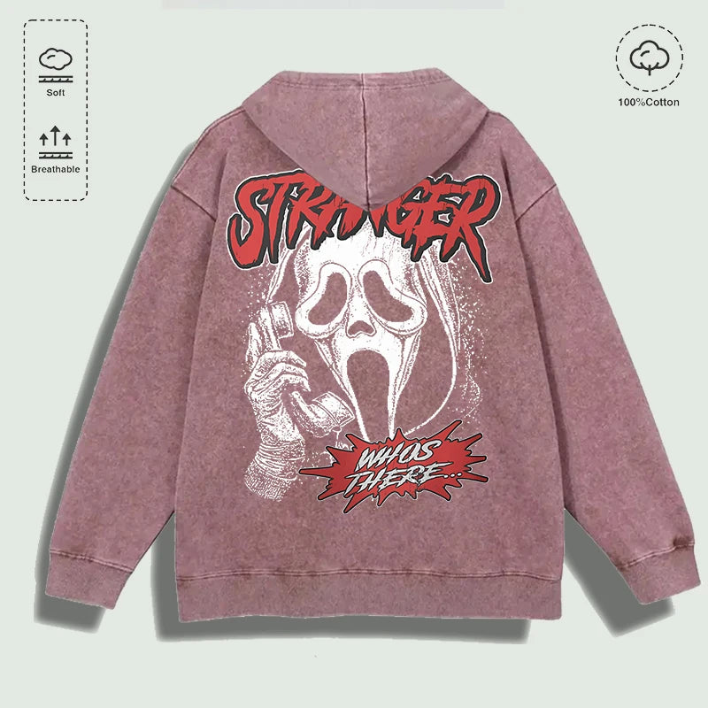 100% Cotton Washed Scream Graphic Hoodie, Multi - Colors