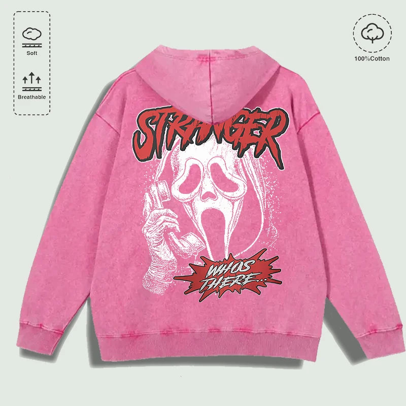100% Cotton Washed Scream Graphic Hoodie, Multi - Colors
