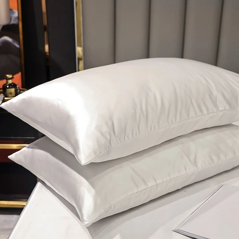 1PC/ 2pcs Pure Satin Silky Soft Pillowcase Cover Bedding pillow Cover Rectangle Pillow Cases Bed Linings Multicolor