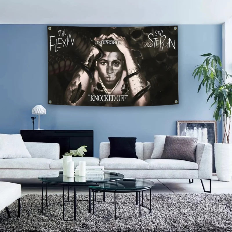 Singer Youngboy Tapestry flag Aesthetic Room Decoration Hip Pop Young Boy Art Retro Dorm   Wall Hanging flag ﻿