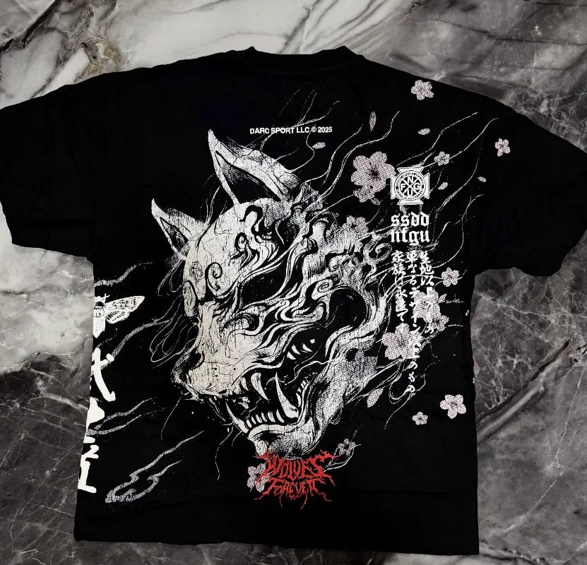 Harajuku Gothic Samurai Streetwear T-Shirt Japanese Anime