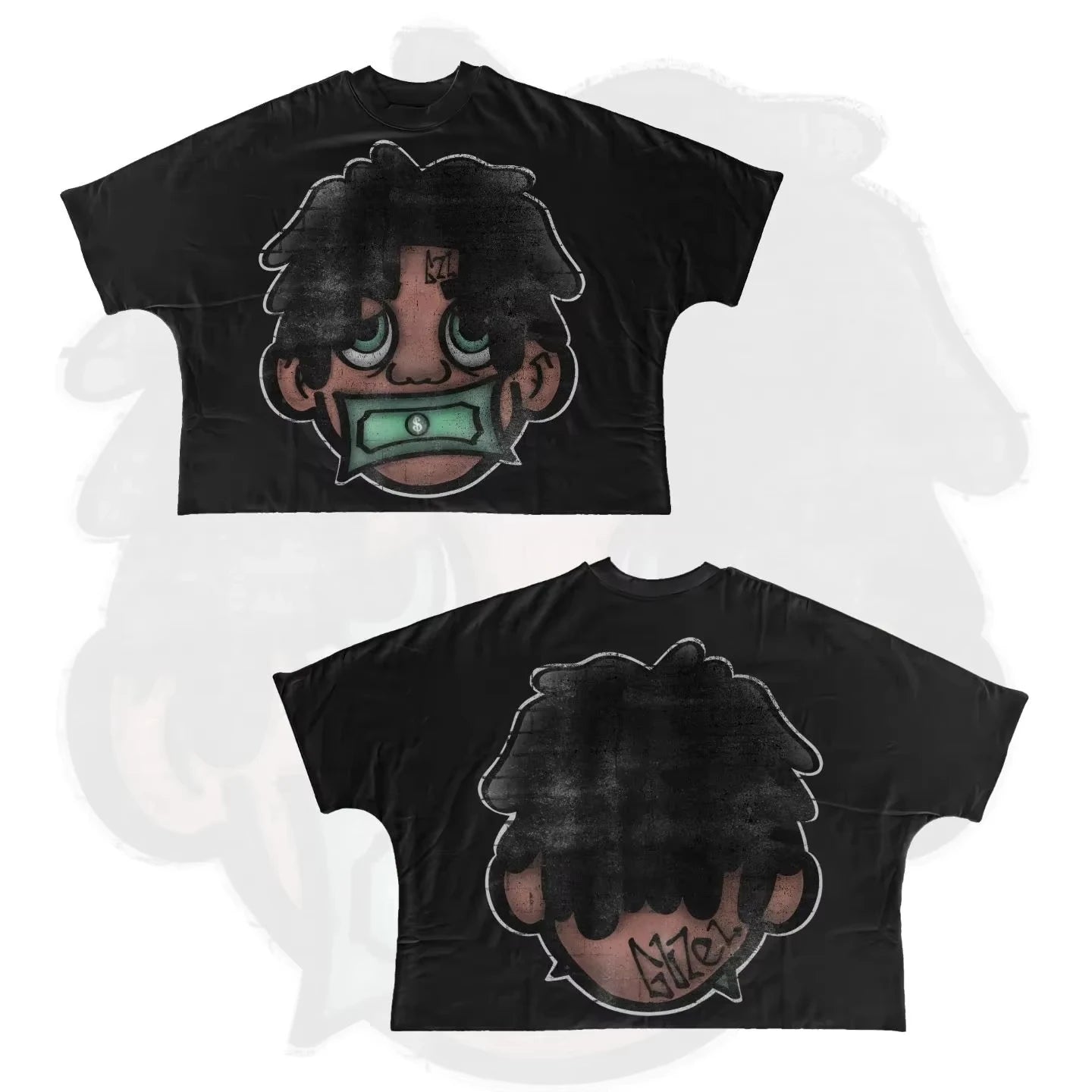 Y2K Short Sleeve Men Women Harajuku Gothic Cartoon Characters Graphic Printed Oversized T Shirt Hip Hop Cotton Drop Sleeves Tops