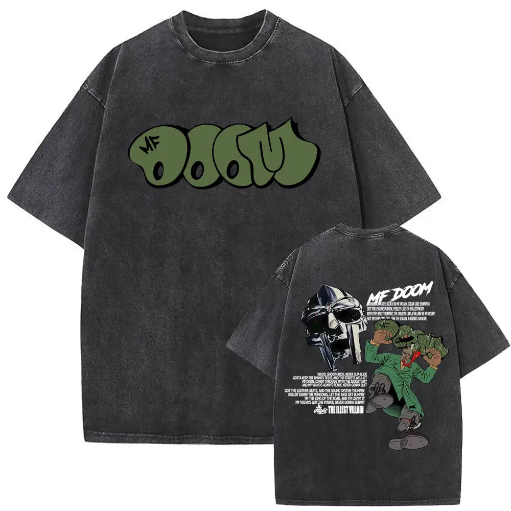 Washed Vintage Rapper Mf Doom MM FOOD Graphic Print Tshirt Men Women Hip Hop Fashion T-shirts Male Casual Oversized Streetwear