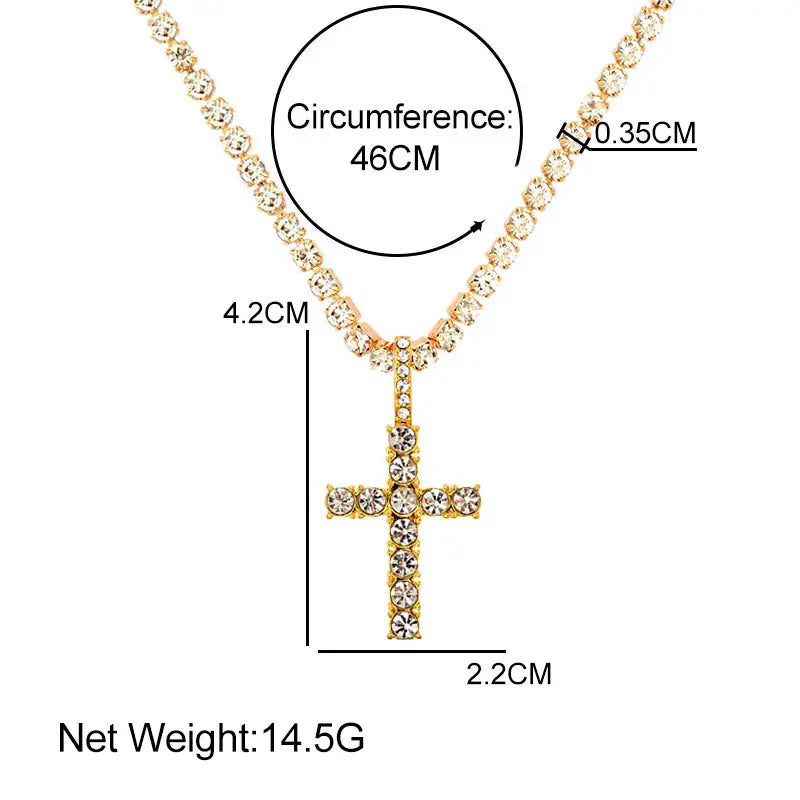 2pcs Cross Tennis Chain 14MM
