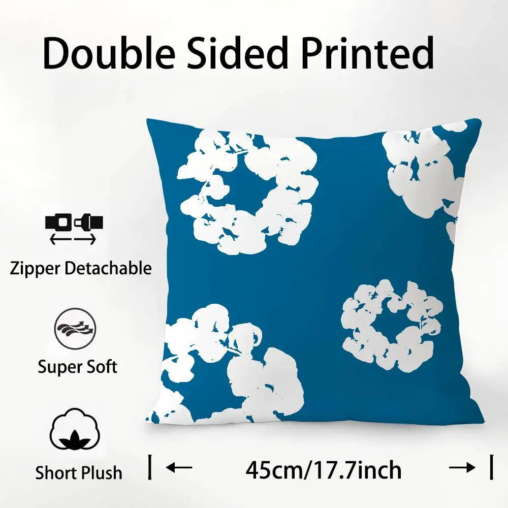 Luxury D-Denim T-Tears Pillow Case Square Double‑Sided Print Cushion Case For Sofa Home Bedchamber Decor Gift