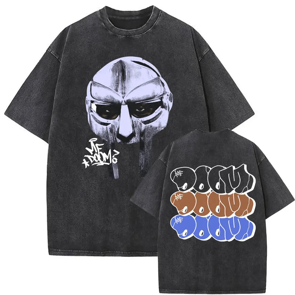 Washed Vintage Rapper Mf Doom MM FOOD Graphic Print Tshirt Men Women Hip Hop Fashion T-shirts Male Casual Oversized Streetwear