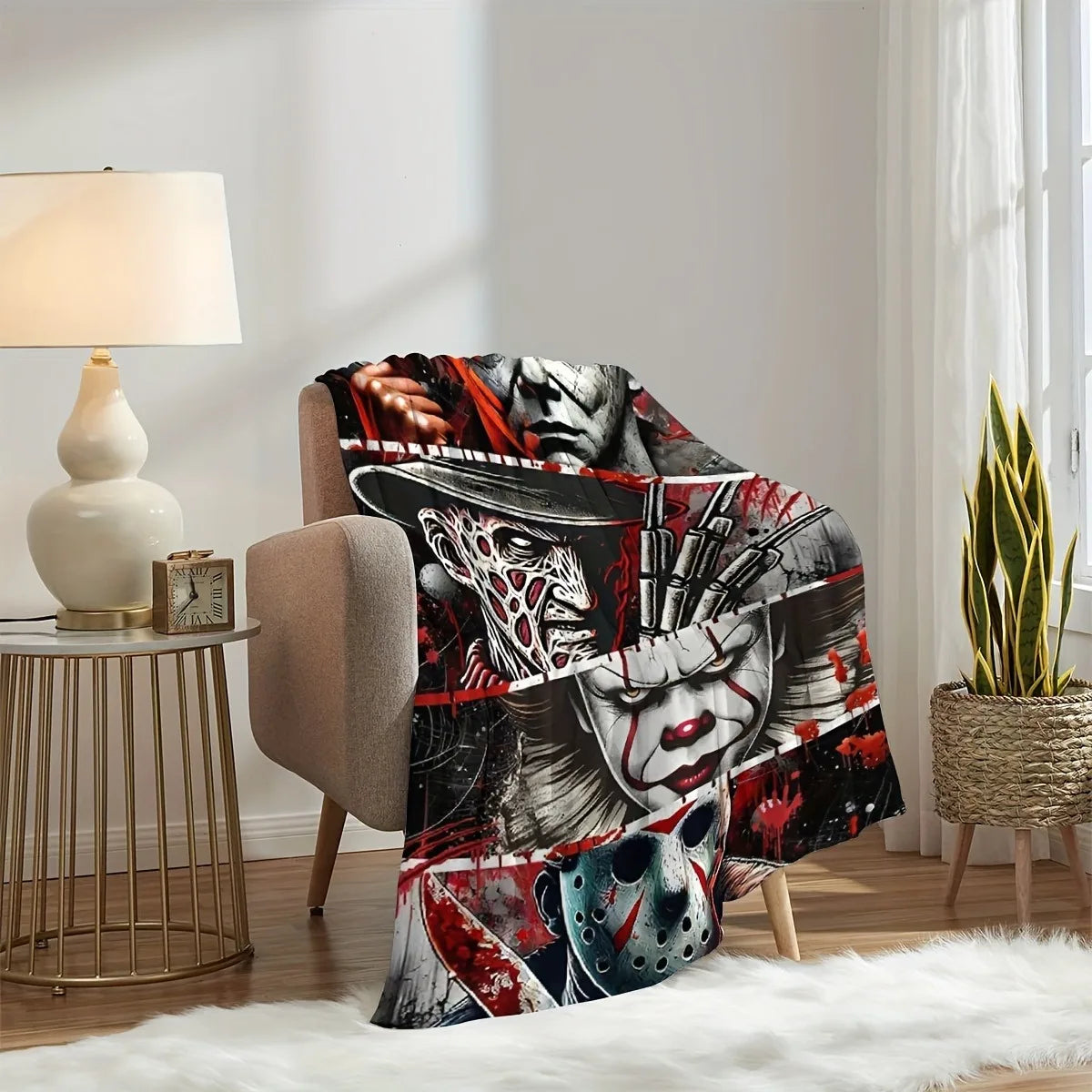 Horror Movie Iconic Character Fran Velvet Blanket Halloween Living Room Decoration Nap Blanket Warm And Comfortable Blanket