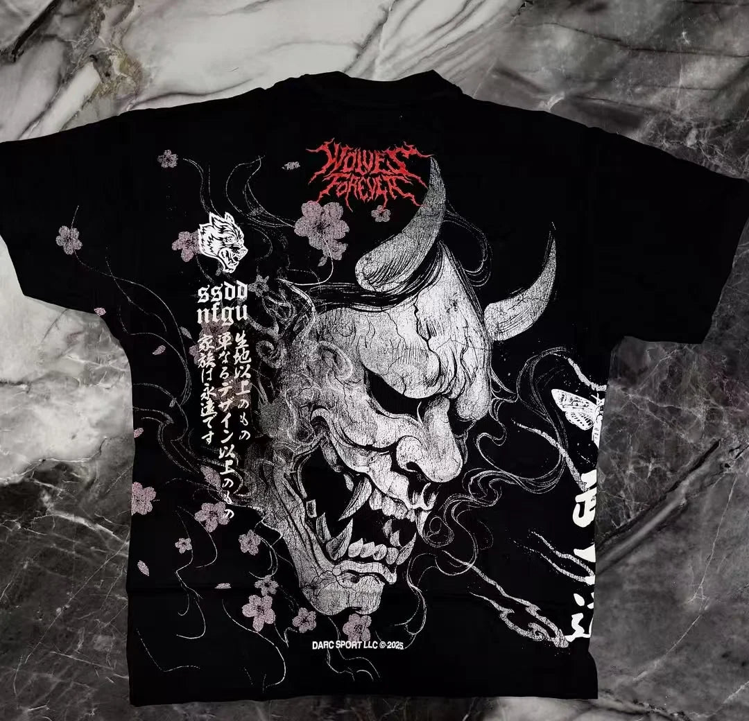 Harajuku Gothic Samurai Streetwear T-Shirt Japanese Anime