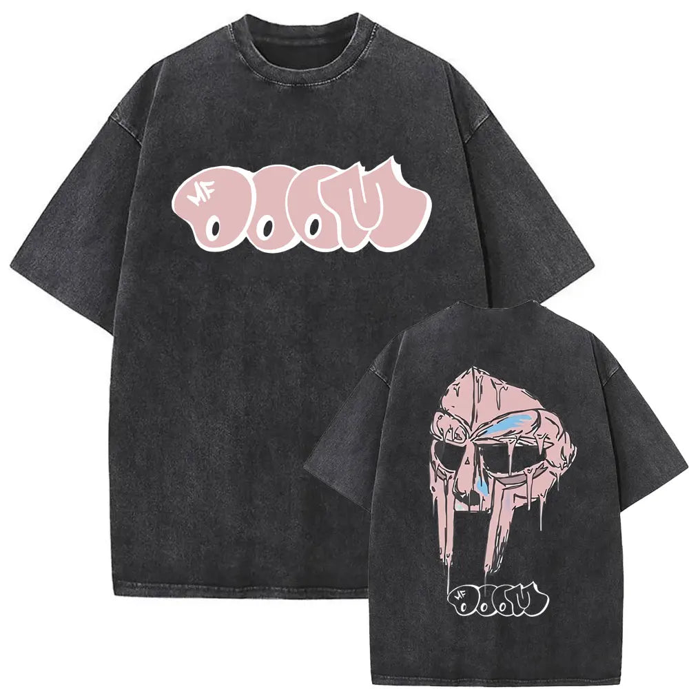 Washed Vintage Rapper Mf Doom MM FOOD Graphic Print Tshirt Men Women Hip Hop Fashion T-shirts Male Casual Oversized Streetwear
