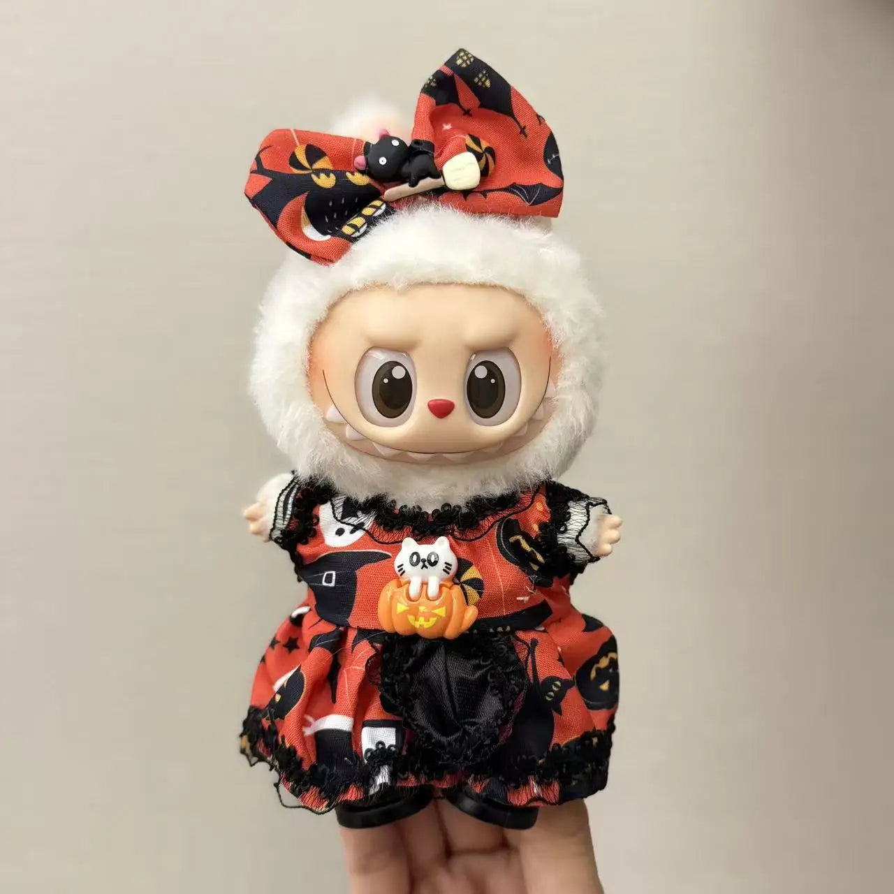 Halloween Clothes Set Cute Pumpkin Dress with Hat For 17cm Labubu V3 Doll Clothes Outfit Accessories Ropa Labubu