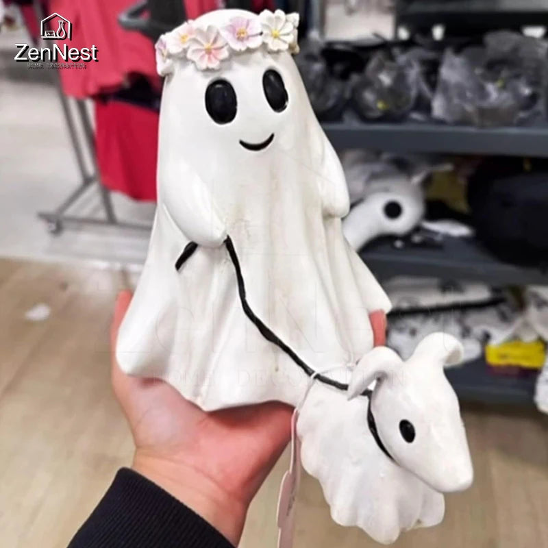 Halloween Ghost Walking Dog Statue Halloween Statues Spooky Figurine Extra Large