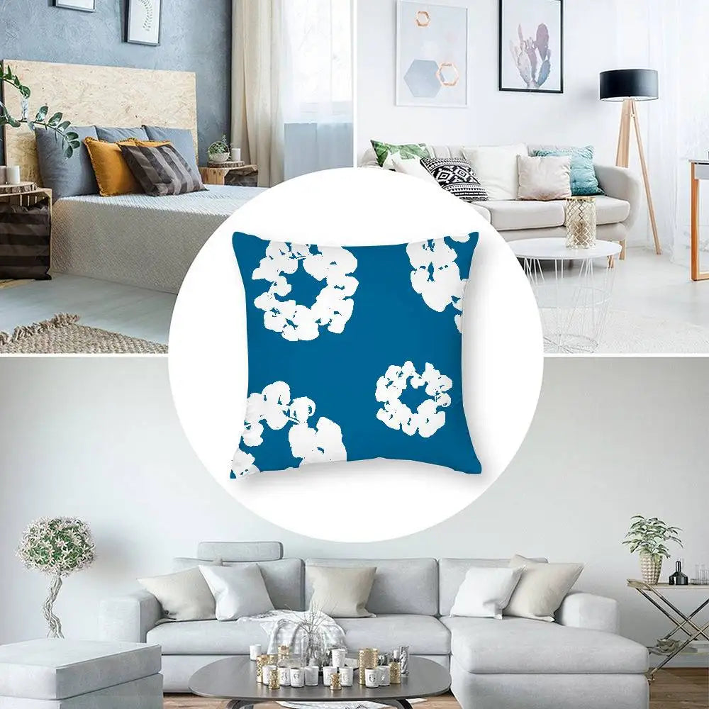 Luxury D-Denim T-Tears Pillow Case Square Double‑Sided Print Cushion Case For Sofa Home Bedchamber Decor Gift