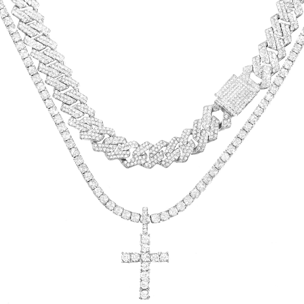 2pcs Cross Tennis Chain 14MM