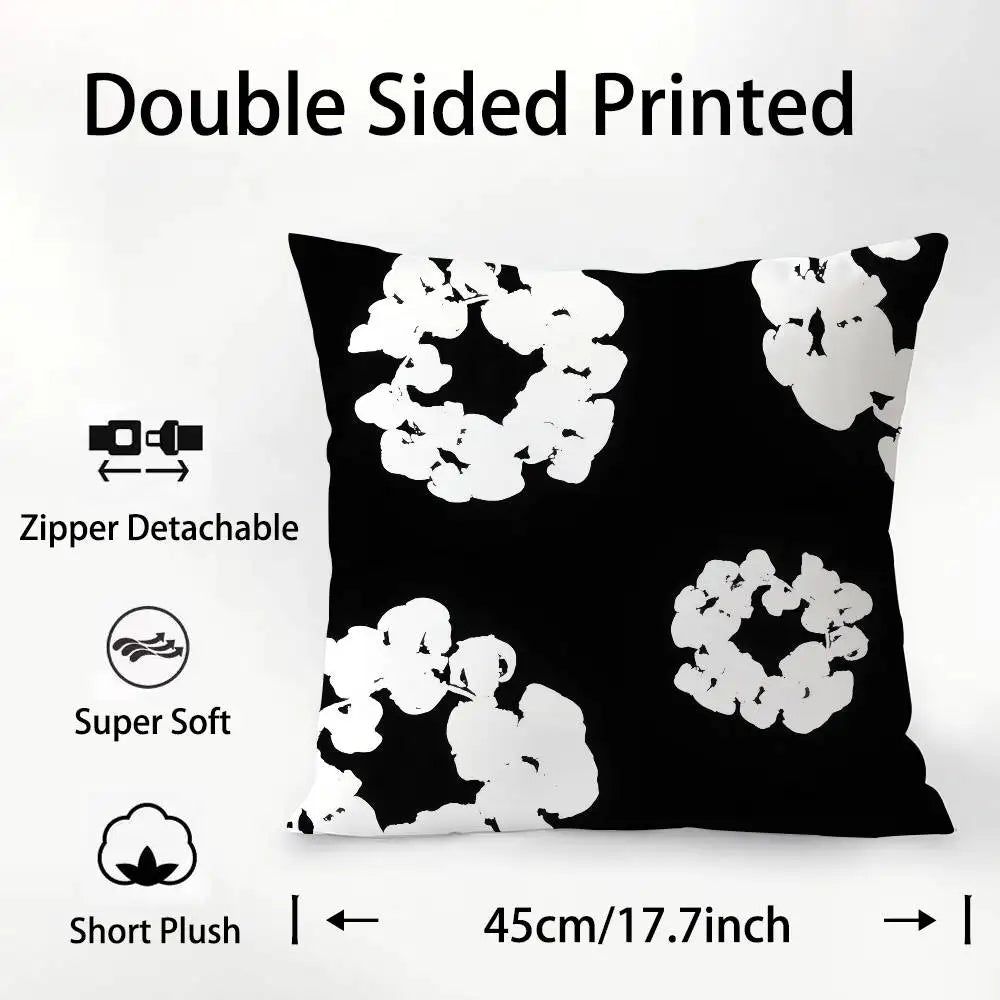Luxury D-Denim T-Tears Pillow Case Square Double‑Sided Print Cushion Case For Sofa Home Bedchamber Decor Gift