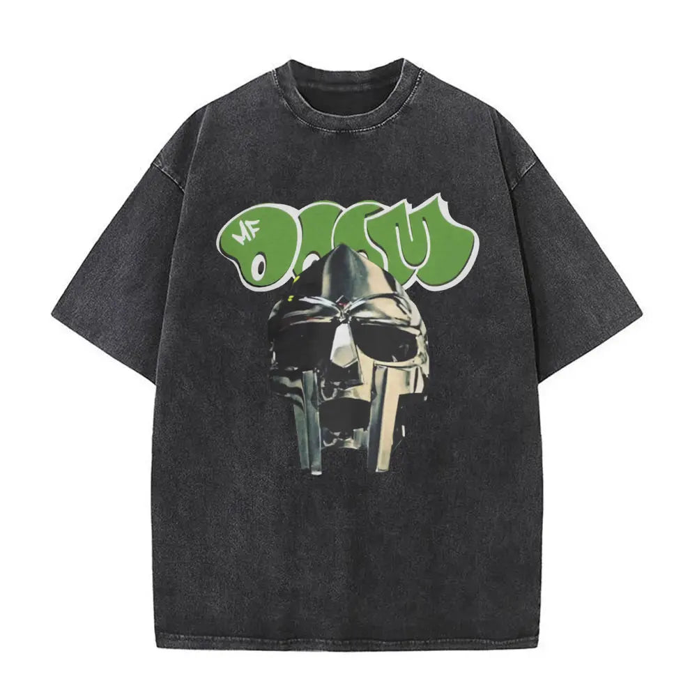 Washed Vintage Rapper Mf Doom MM FOOD Graphic Print Tshirt Men Women Hip Hop Fashion T-shirts Male Casual Oversized Streetwear