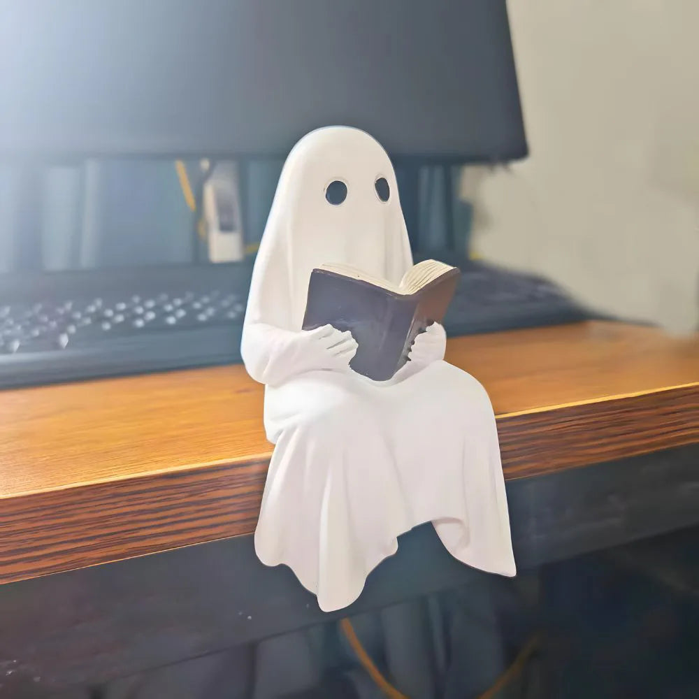 1 Piece of Halloween Little Ghost Statue Ornaments for Loving Reading