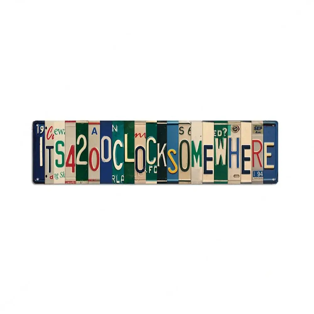 FJ Posters Elm Street 420 Stoner Metal Signs Iron Aluminium Accessories Plaque Metal Wall Art for Horror Movie Grunge Room Decor