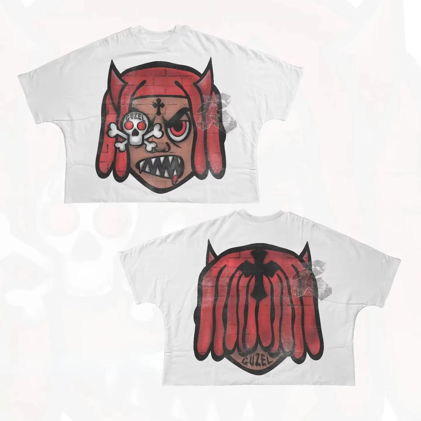Y2K Short Sleeve Men Women Harajuku Gothic Cartoon Characters Graphic Printed Oversized T Shirt Hip Hop Cotton Drop Sleeves Tops