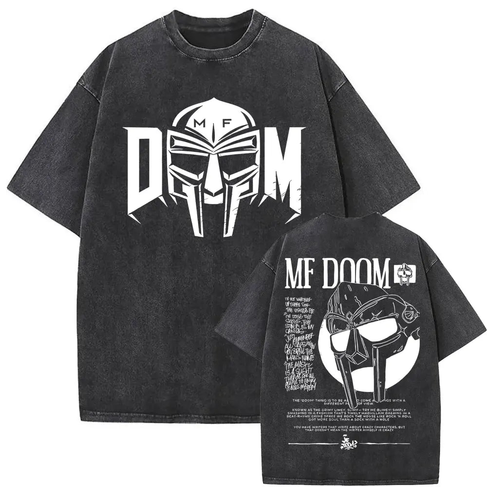 Washed Vintage Rapper Mf Doom MM FOOD Graphic Print Tshirt Men Women Hip Hop Fashion T-shirts Male Casual Oversized Streetwear