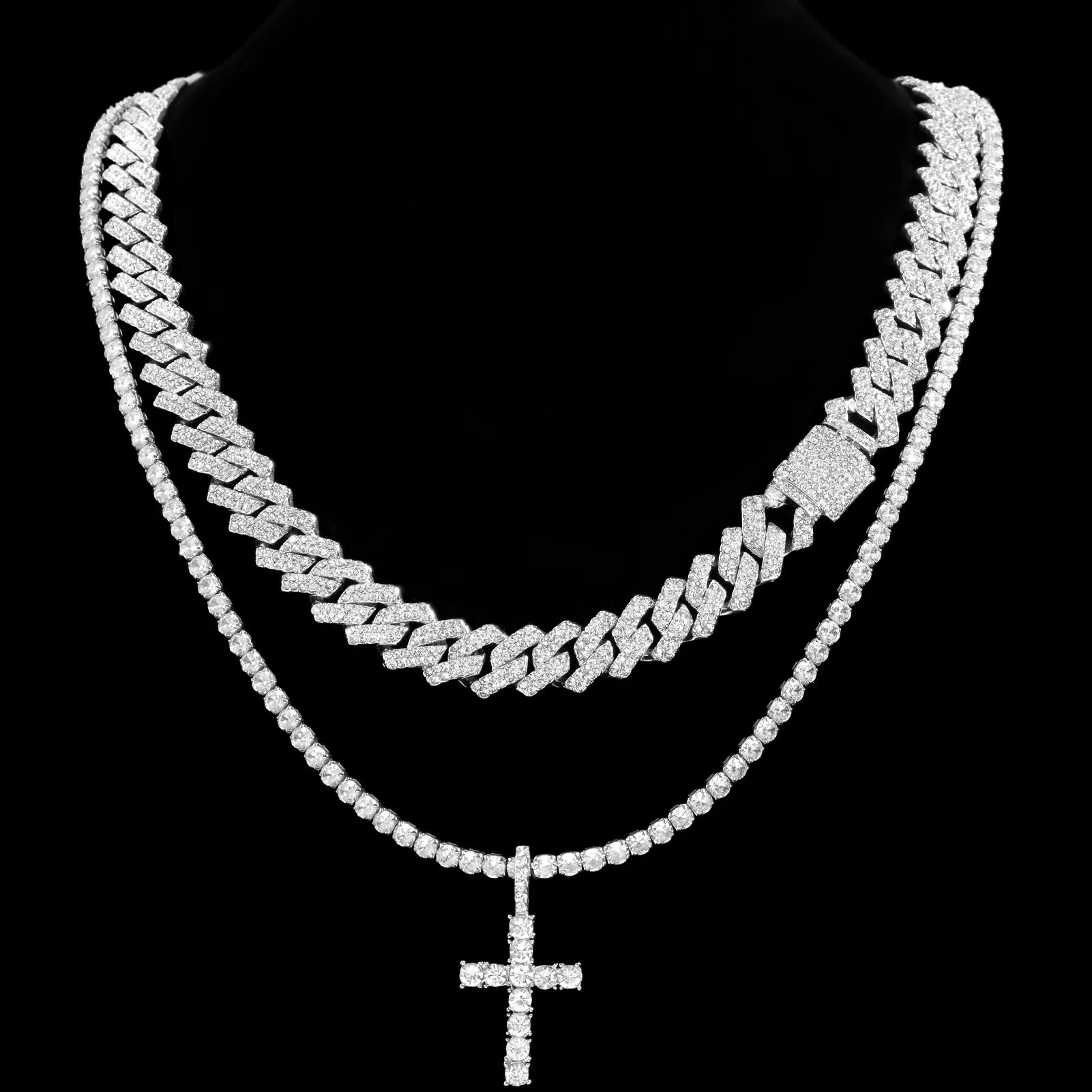 2pcs Cross Tennis Chain 14MM
