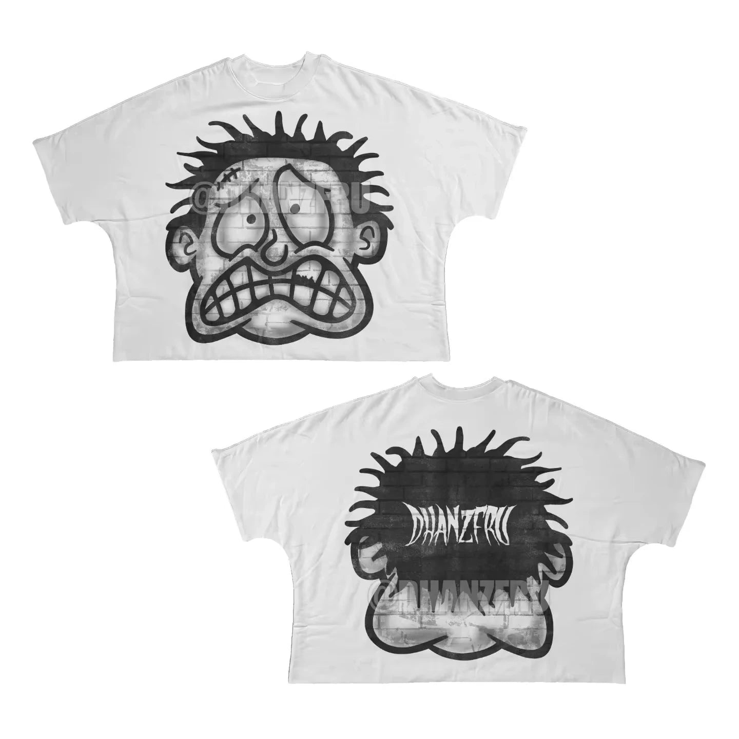 Y2K Short Sleeve Men Women Harajuku Gothic Cartoon Characters Graphic Printed Oversized T Shirt Hip Hop Cotton Drop Sleeves Tops