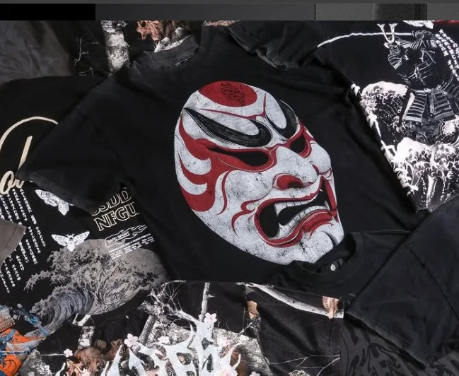 Harajuku Gothic Samurai Streetwear T-Shirt Japanese Anime