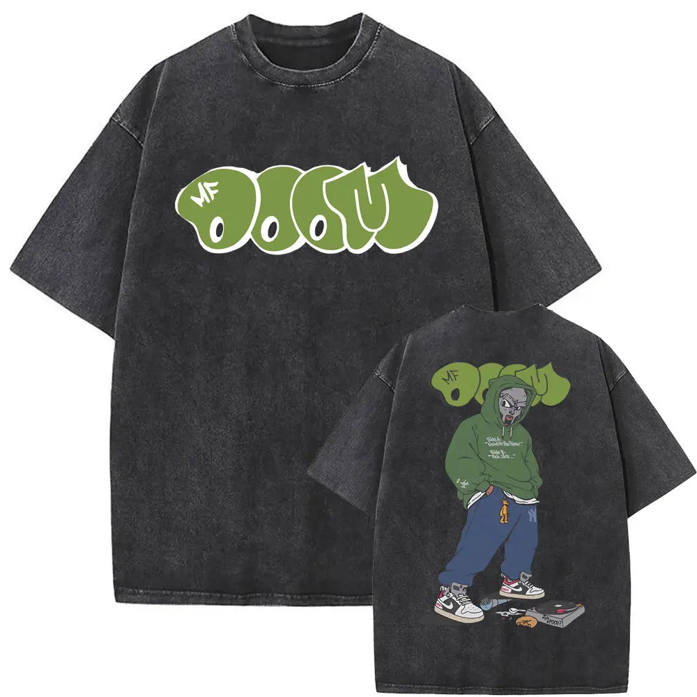 Washed Vintage Rapper Mf Doom MM FOOD Graphic Print Tshirt Men Women Hip Hop Fashion T-shirts Male Casual Oversized Streetwear