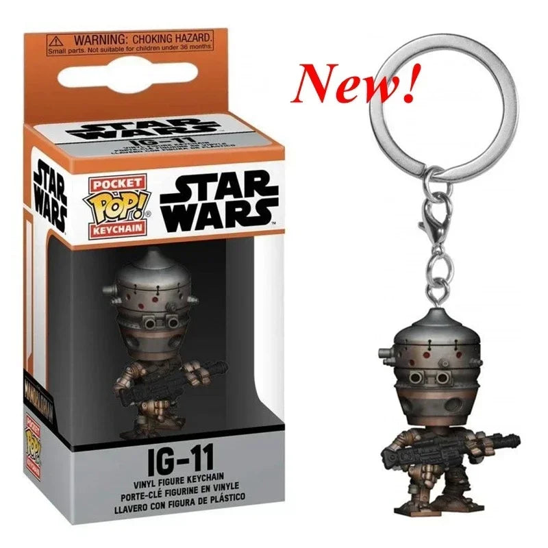 FUNKO Pocket Star Wars Mandalorian Skywalker Luke Chubacca R2-D2 Robot Darth Vader ig-11 Stromtrooper Yoda Child Keychain Toys
