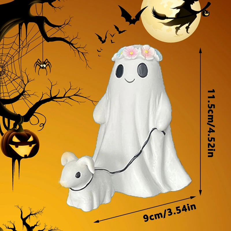 Halloween Ghost Walking Dog Statue Halloween Statues Spooky Figurine Extra Large