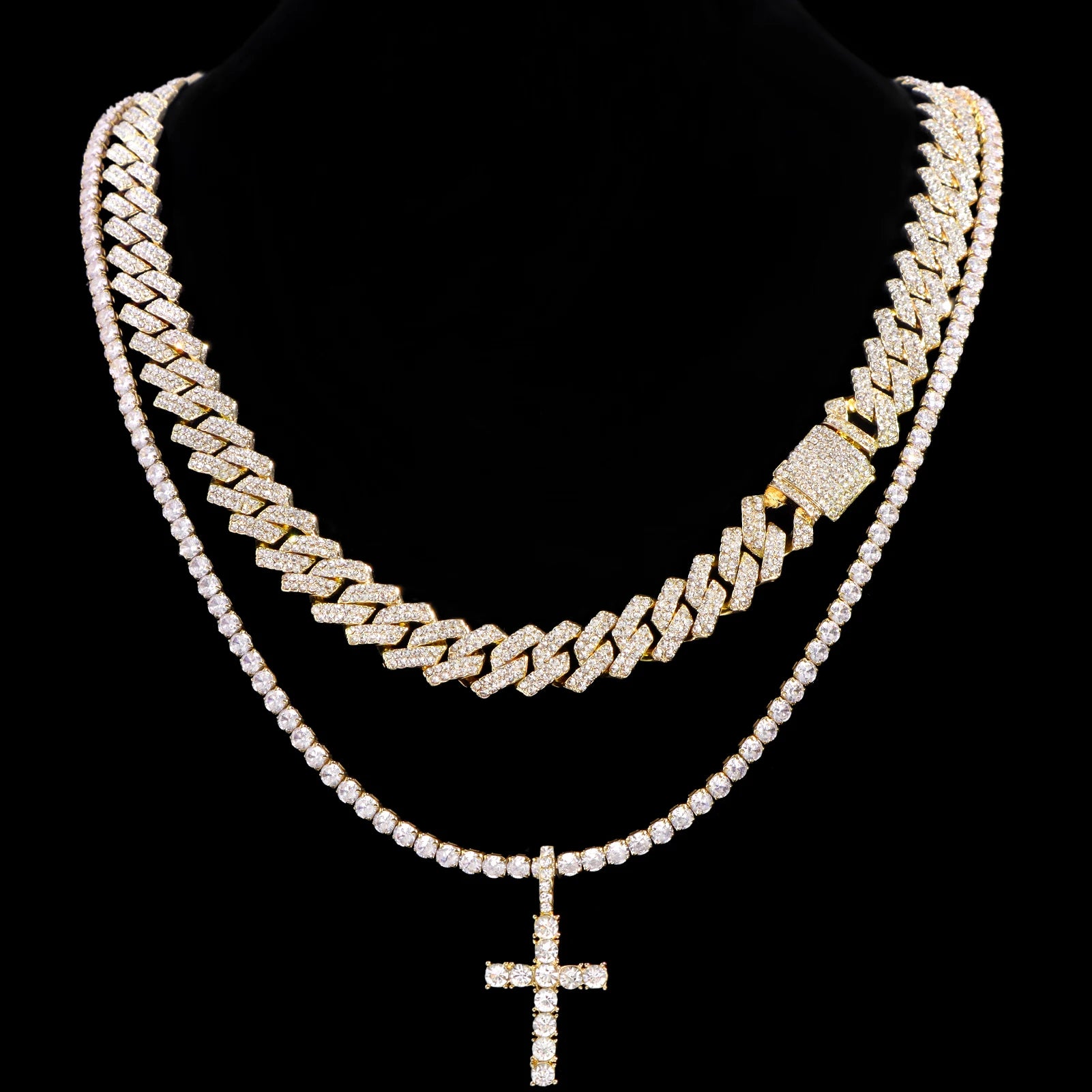 2pcs Cross Tennis Chain 14MM
