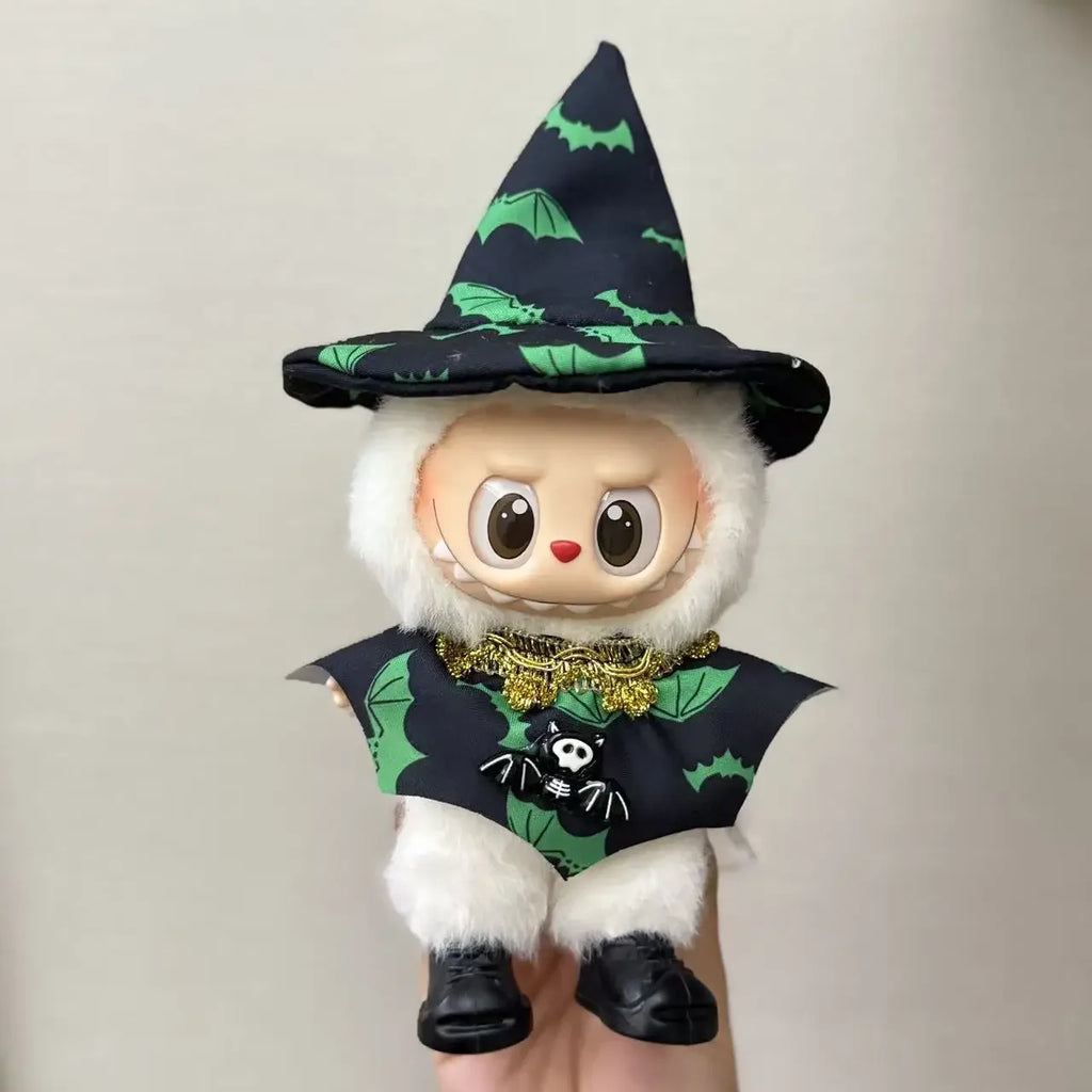 Halloween Clothes Set Cute Pumpkin Dress with Hat For 17cm Labubu V3 Doll Clothes Outfit Accessories Ropa Labubu