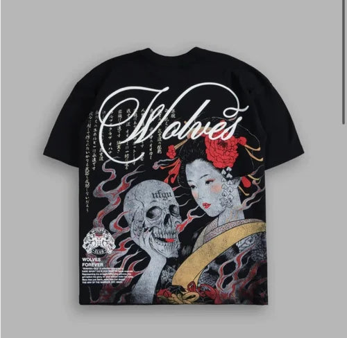 Harajuku Gothic Samurai Streetwear T-Shirt Japanese Anime