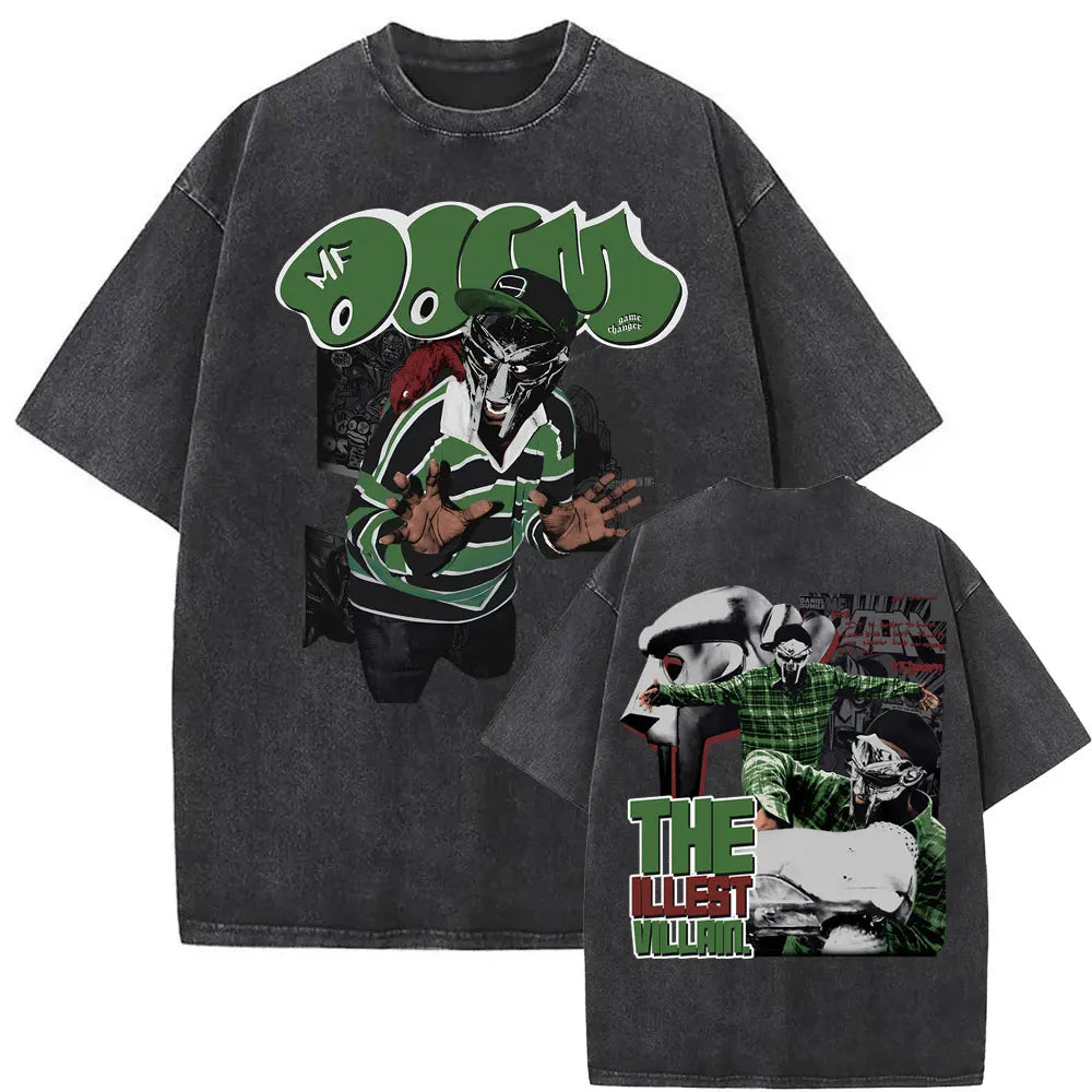 Washed Vintage Rapper Mf Doom MM FOOD Graphic Print Tshirt Men Women Hip Hop Fashion T-shirts Male Casual Oversized Streetwear