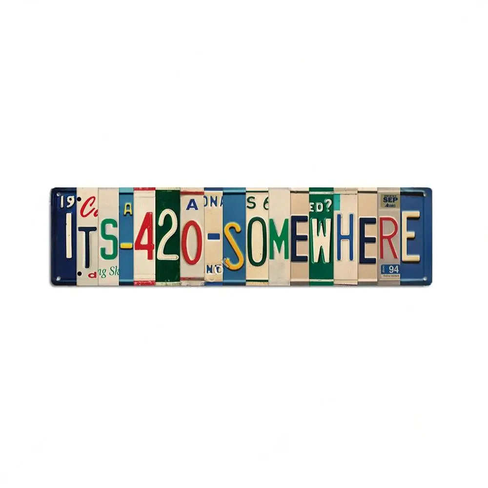 FJ Posters Elm Street 420 Stoner Metal Signs Iron Aluminium Accessories Plaque Metal Wall Art for Horror Movie Grunge Room Decor