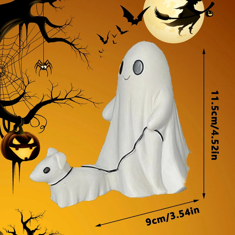 Halloween Ghost Walking Dog Statue Halloween Statues Spooky Figurine Extra Large