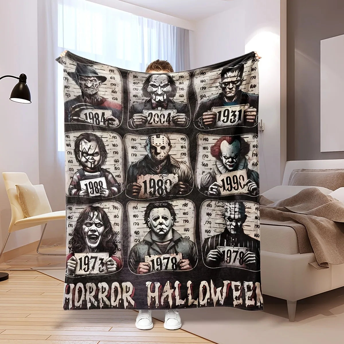 Horror Movie Iconic Character Fran Velvet Blanket Halloween Living Room Decoration Nap Blanket Warm And Comfortable Blanket