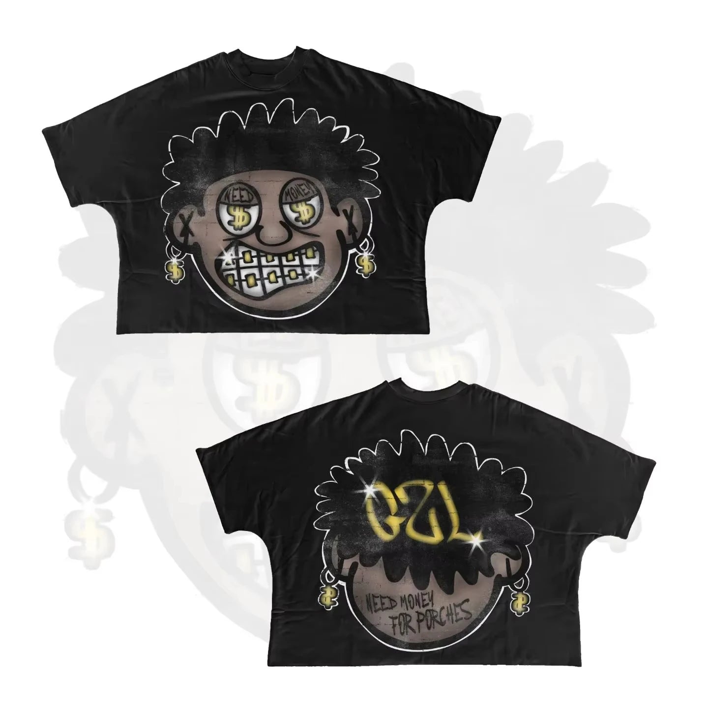 Y2K Short Sleeve Men Women Harajuku Gothic Cartoon Characters Graphic Printed Oversized T Shirt Hip Hop Cotton Drop Sleeves Tops
