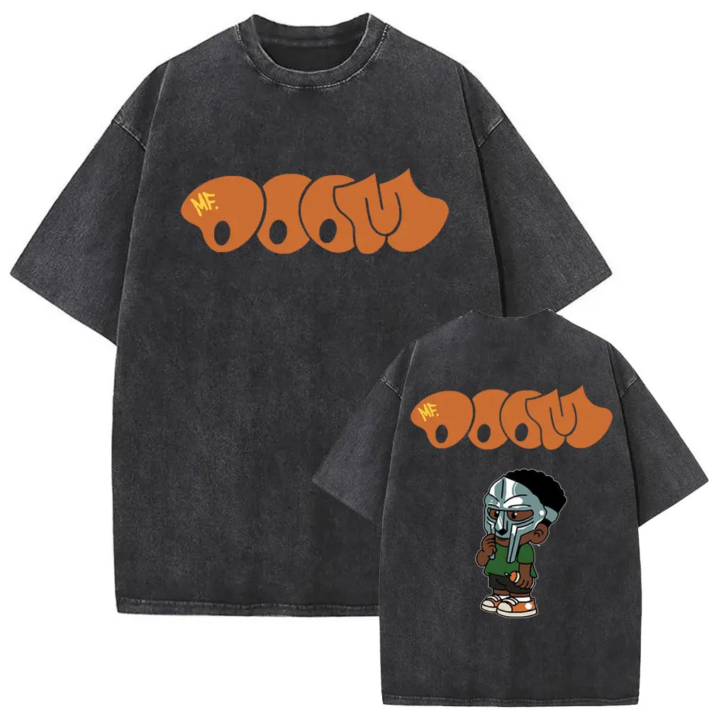 Washed Vintage Rapper Mf Doom MM FOOD Graphic Print Tshirt Men Women Hip Hop Fashion T-shirts Male Casual Oversized Streetwear