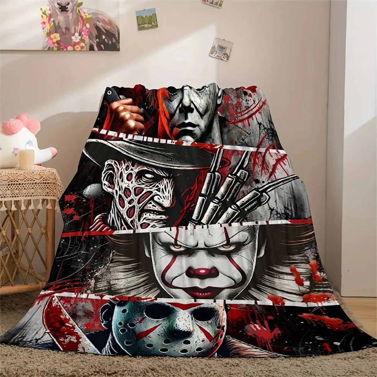 Horror Movie Iconic Character Fran Velvet Blanket Halloween Living Room Decoration Nap Blanket Warm And Comfortable Blanket