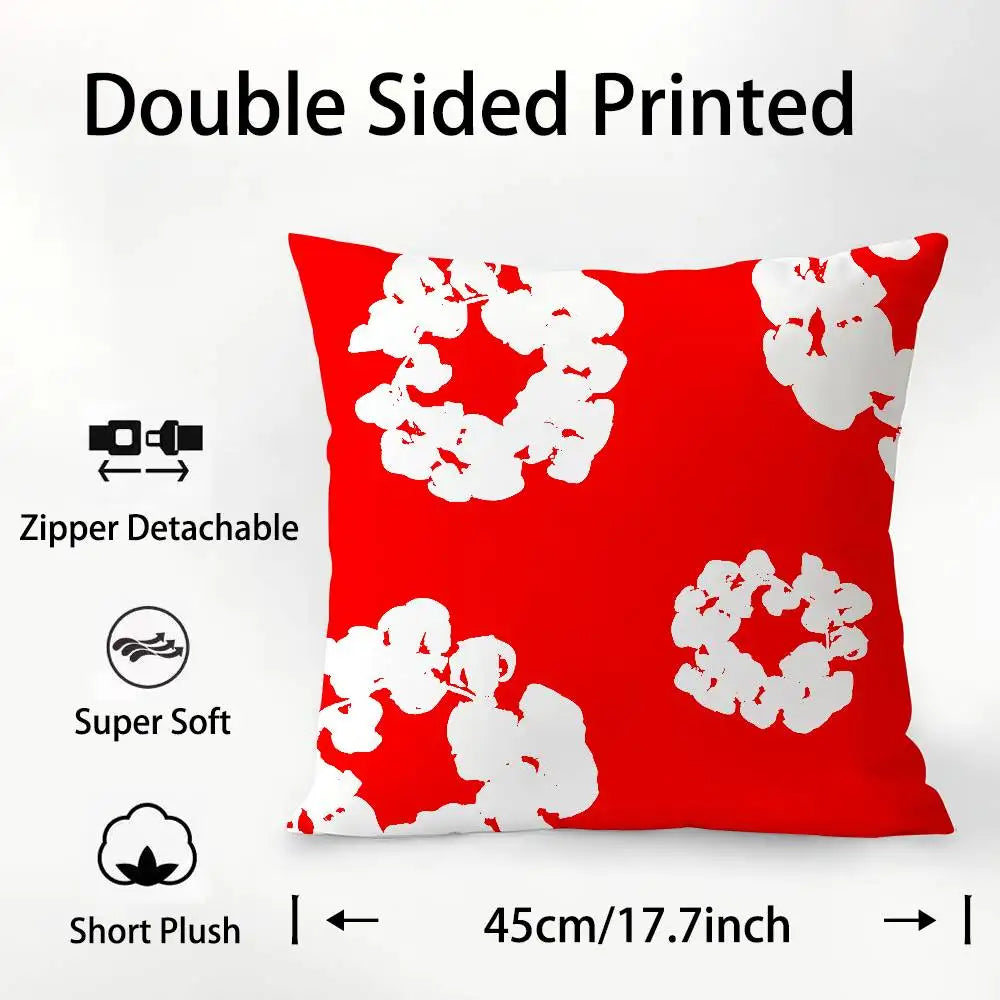 Luxury D-Denim T-Tears Pillow Case Square Double‑Sided Print Cushion Case For Sofa Home Bedchamber Decor Gift