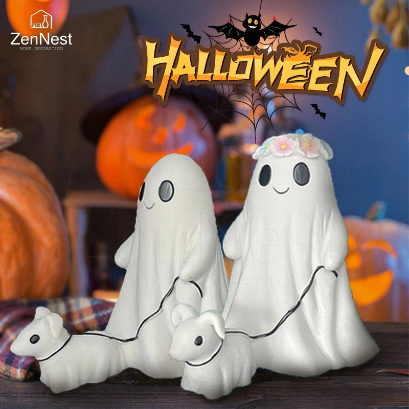 Halloween Ghost Walking Dog Statue Halloween Statues Spooky Figurine Extra Large